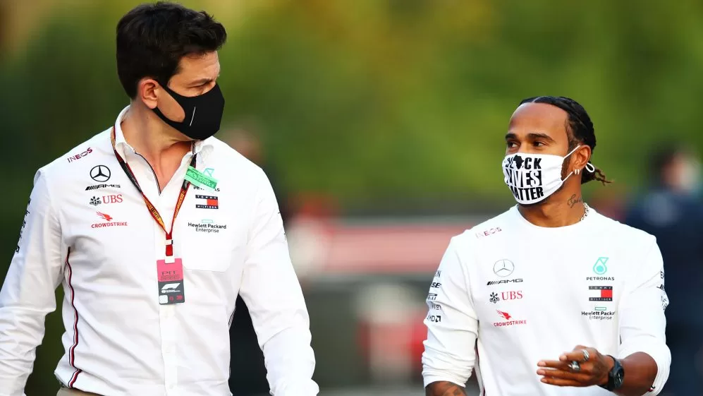 Toto Wolff and Lewis Hamilton